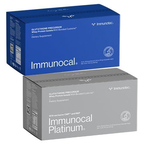 Immunocal Pack of 2 (1 Regular and 1 Platinum) – Glutathione Precursor, Whey Protein Isolate, Master Antioxidant, Immune Support, Detox + Brain Health, Anti-Aging, Skin + Cell Renewal, 30 Servings