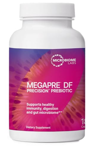 Microbiome Labs MegaPre Prebiotic Fiber Supplement in Vegetable Capsules - Prebiotic Supplement with Clinically Tested Oligosaccharides - Support Microbial Diversity & Gut Health (180 Capsules)