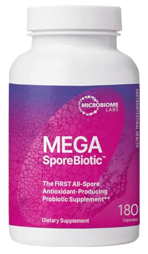 Microbiome Labs MegaSporeBiotic Probiotics for Women & Men - Spore Based Probiotics for Digestive Health - Shelf Stable & Travel-Friendly (180 Capsules)