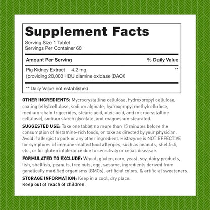 Amy Myers MD Histazyme - Diamine Oxidase Dao Enzyme Supplement Histamine Blocker to Support Healthy Digestion, Food Derived Histamine Intolerance (HI) - 60 Tablets - Blister Pack