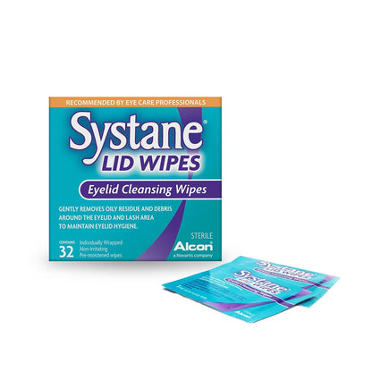 Systane Lid Wipes, Eyelid Cleansing Wipes and Makeup Remover for Eye Hygiene, Sterile Eye Cleaning Wipes, Makeup Wipes to Cleanse Eyelids - 32 count (Pack of 1)
