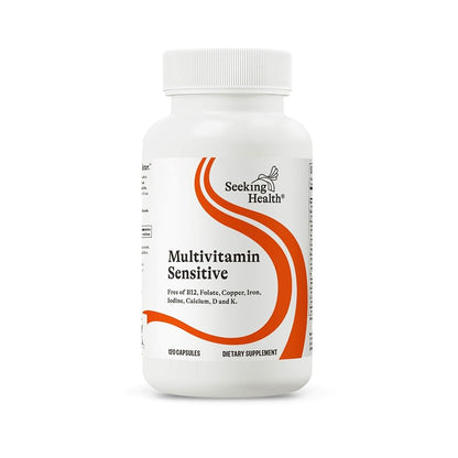 Seeking Health Multivitamin Sensitive, Daily Vitamin Without Folate, B12, Copper, Iron, Iodine, Vitamins D and K, and Calcium, Antioxidant Support, Vegetarian and Vegan (120 Capsules)*