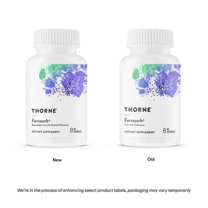 THORNE Ferrasorb - 36 mg Iron with Essential Nutrients - Complete Blood Support Formula* - Elemental Iron, Folate, B and C Vitamins for Optimal Absorption - Gluten-Free - 60 Capsules