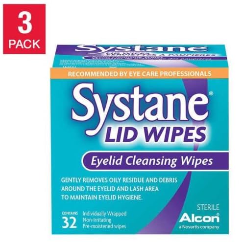Systane Lid Wipes, Eyelid Cleansing Wipes and Makeup Remover for Eye Hygiene, Sterile Eye Cleaning Wipes, Makeup Wipes to Cleanse Eyelids - 32 count (Pack of 3)