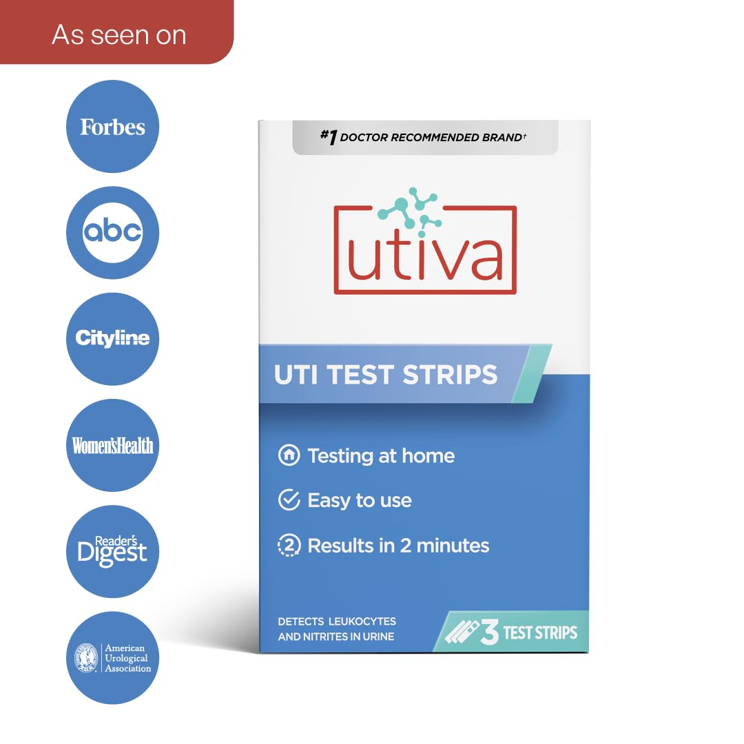Utiva UTI Test Strips, 2-Minute Urinary Tract Home Test Kit, 3 Tests