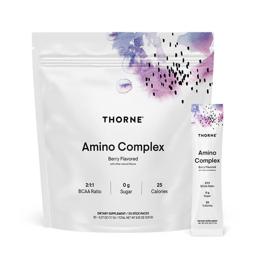 THORNE - Amino Complex - Clinically-Validated EAA and BCAA Powder for Pre or Post-Workout - Promotes Lean Muscle Mass & Energy Production* - NSF Certified for Sport - 30 Servings - 8.15 Oz - Berry
