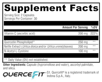 XYMOGEN Quercetin Complex - Quercetin 20× Plus - Quercetin Supplements with Vitamin C, N-Acetyl-L-Cysteine and Nettles - Formulated for Respiratory Support - Vegan and Gluten-Free (60 Capsules)