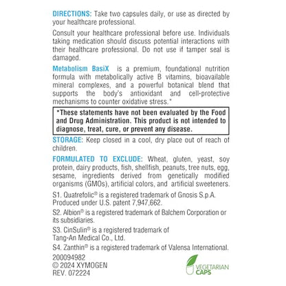 Xymogen Metabolism Basix - Antioxidants Supplement with Rhodiola Rosea, Milk Thistle, Astaxanthin, Green Tea Extract & More to Support Healthy Detox Cleanse & Energy Metabolism (60 Capsules)