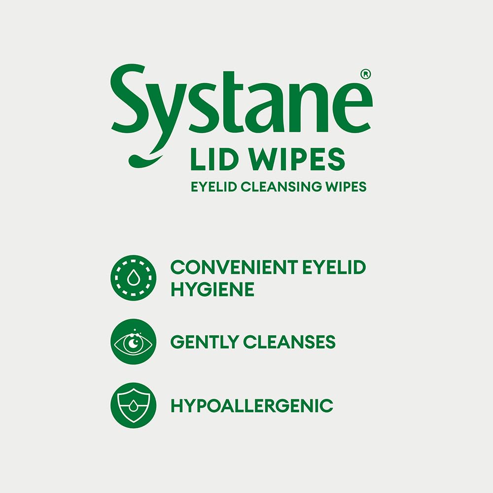 Systane Lid Wipes, Eyelid Cleansing Wipes and Makeup Remover for Eye Hygiene, Sterile Eye Cleaning Wipes, Makeup Wipes to Cleanse Eyelids - 32 count (Pack of 1)