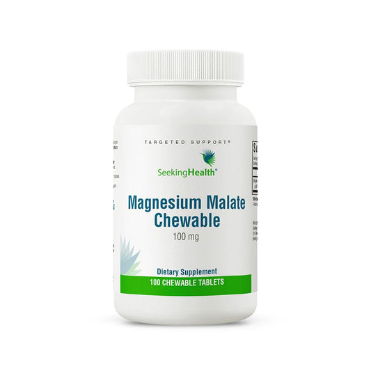 Seeking Health Magnesium Malate Chewable Tablet, 100 mg Dimagnesium Malate Supplement to Support Sleep and Balanced Mood, High-Absorption Chelated Magnesium, Vegan & Vegetarian (100 lozenges)