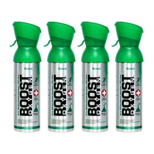 Boost Oxygen Medium Natural 5L Canister | Respiratory Support for Aerobic Recovery, Altitude, Performance & Health (4 Pack)