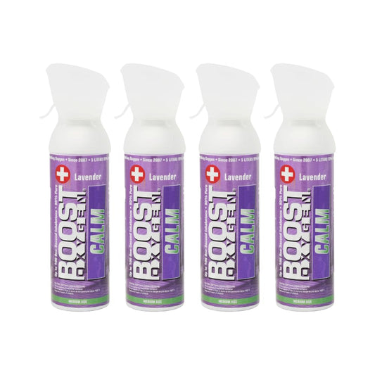 Boost Oxygen Medium Calm Lavender Aroma 5L Canister | Respiratory Support for Aerobic Recovery, Altitude, Performance & Health (4 Pack)