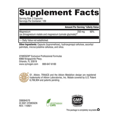3X Xymogen Optimag 125-240 Vegetarian Capsules Dietary Supplements