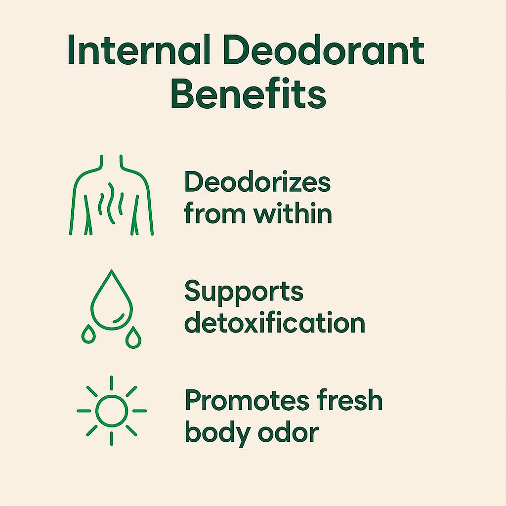 Nuray Internal Deodorant Supplement | Natural Chlorophyll 30 Capsules for Body Odor Control, Gut Health, and Fresh Breath | Vegan, Detox Support, & Skin Health | Odor Eliminator for Men & Women