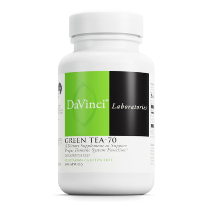 DAVINCI Labs Green Tea-70 - Nutritional Supplement to Support The Immune System, Cardiovascular and Cholesterol Health - with Green Tea Extract - Decaffeinated - Gluten-Free -60 Vegetarian Capsules