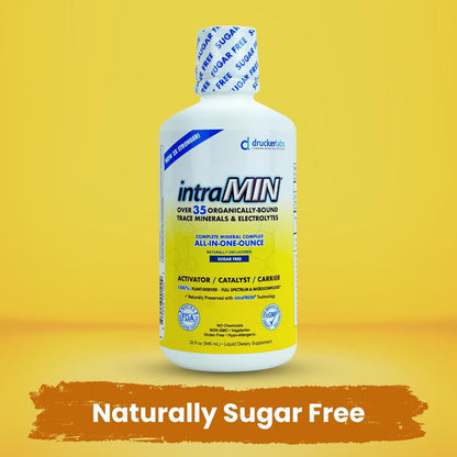DRUCKER Labs - IntraMIN Organic Liquid Trace Minerals Supplement for Men, Women, Kids, Immune and Muscle Support, Non GMO, Gluten Free, Vegan, Electrolytes, Sugar Free (32 oz., Naturally Unflavored)