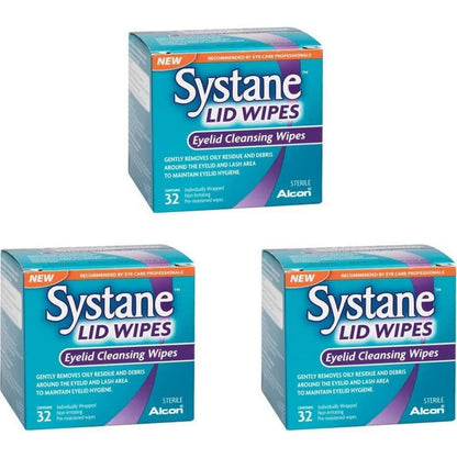 Systane Lid Wipes, Eyelid Cleansing Wipes and Makeup Remover for Eye Hygiene, Sterile Eye Cleaning Wipes, Makeup Wipes to Cleanse Eyelids - 32 count (Pack of 3)