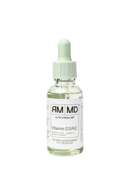 Dr. Amy Myers Vitamin D3 K2 Liquid Drops - 5 Drops Contain 5000 IU VIT D3, 50 MCG Vitamin K2 MK-7 - Support Immune System Function, Energy Level, Healthy Bones - Non-GMO, Tasteless, 1 OZ Liquid