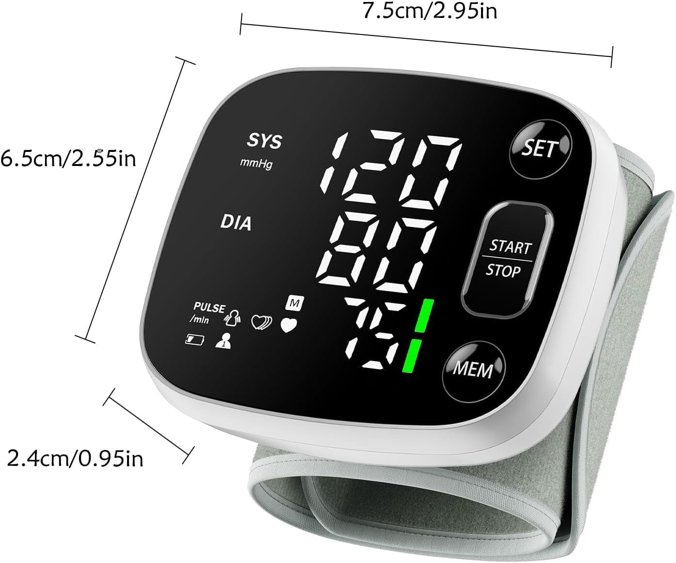 Oklar Blood Pressure Monitors for Home Use Rechargeable Wrist Digital BP Machine Cuff with LED Backlit Display, Voice Broadcast, 240 Memory Storage for 2 Users with Carrying Case