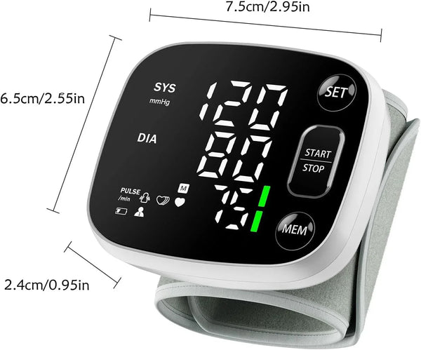 Oklar Blood Pressure Monitors for Home Use Rechargeable Wrist Digital BP Machine Cuff with LED Backlit Display, Voice Broadcast, 240 Memory Storage for 2 Users with Carrying Case