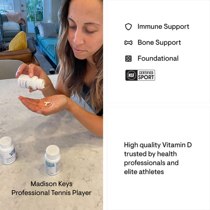 THORNE Vitamin D-5000 - Vitamin D3 Supplement - Support Healthy Bones, Teeth, Muscles, Cardiovascular, and Immune Function* - NSF Certified for Sport - Dairy-Free, Soy-Free - 60 Capsules