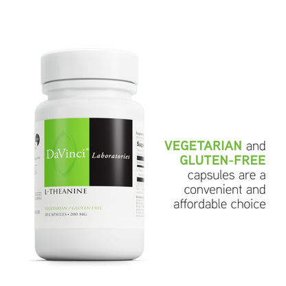 DAVINCI Labs L-Theanine - Dietary Supplement to Help with Concentration, Focus, Relaxation and Irritability* - with 200 mg L-Theanine per Serving - 30 Vegetarian Capsules