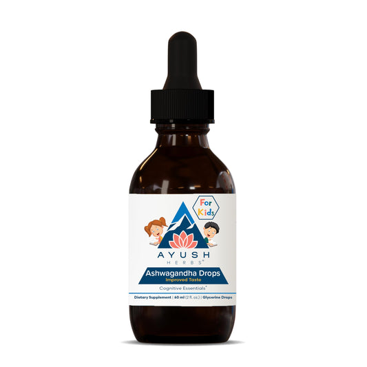 Ayush Herbs Ashwagandha Drops for Kids & Adults - Alcohol-Free Ashwagandha Drops, Calming Daily Supplement for Calm Focus with Organic Ashwagandha, Lemon Flavor - 2 Fl Oz (80 Servings)