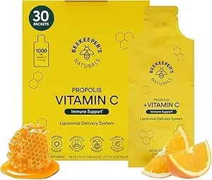 Beekeeper's Naturals Propolis Liposomal with Vitamin C Effective Bio-Available Immune Support Delivery, 30 Ct