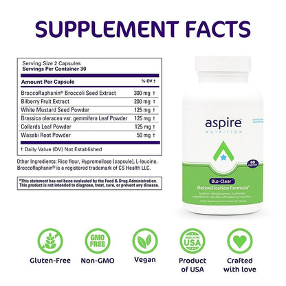 Aspire Nutrition Bio-Clear Detoxification Capsule - 60 Capsules - Up to 2-Month Supply