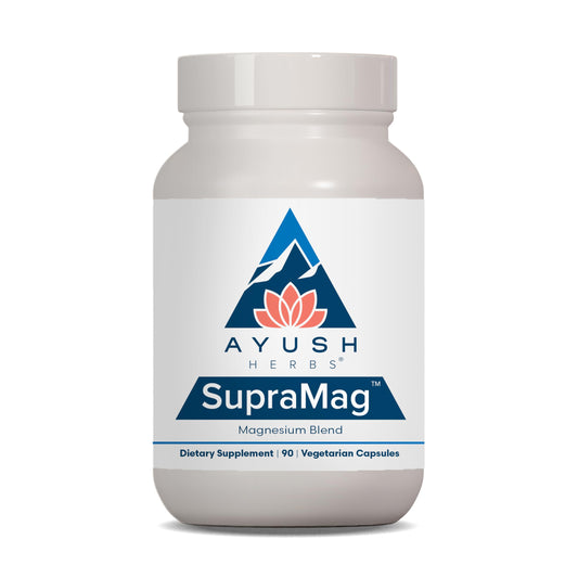 Ayush Herbs SupraMag - Magnesium Blend, 400mg Magnesium Complex Supplement with Chelated Magnesium Bisglycinate, Citrate, Ororate for Sleep, Energy, & Brain Health - 90 Vegetarian Capsules (1 Count)