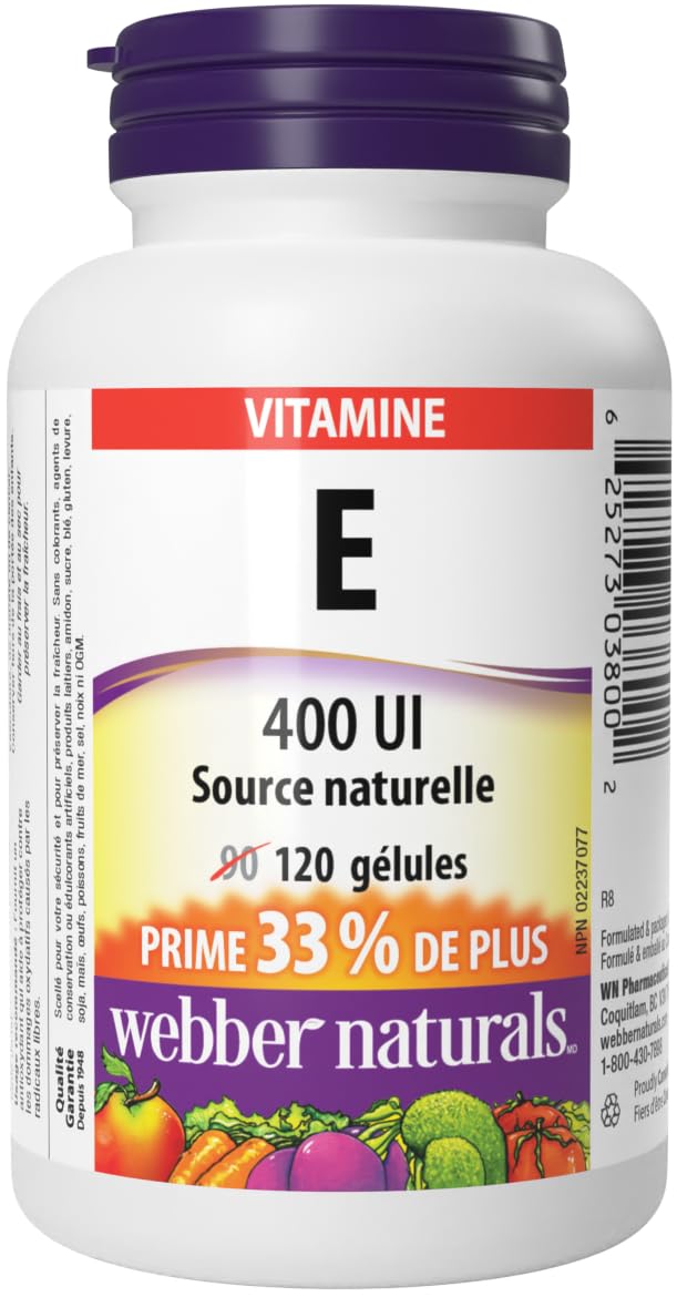 Webber Naturals Vitamin E 400 IU, 120 Softgels