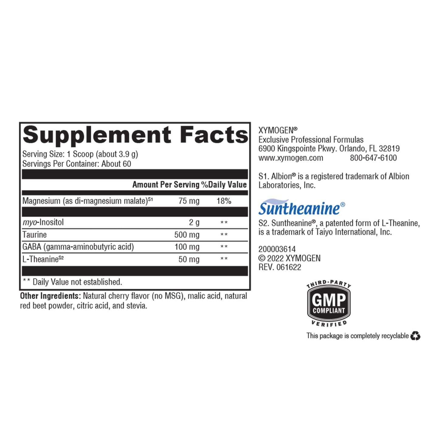 XYMOGEN RelaxMax Drink Mix - Promotes Relaxation, Stress Resiliency + Hormone Support - Magnesium Powder with Myo-Inositol, GABA, L-Theanine - Cherry Flavor Mood Support Supplement (8.25 oz)