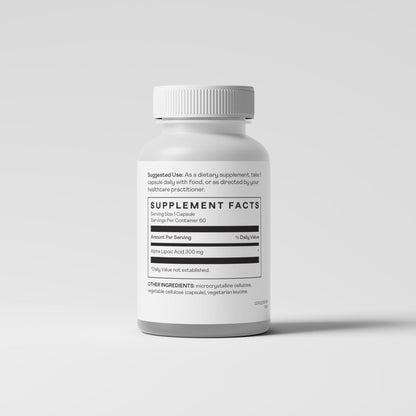 Acide Alpha-Lipoïque 300mg Nuray - Complément Antioxydant pour un Vieillissement en Bonne Santé, Soutient la Production d'Énergie, la Fonction Nerveuse Appropriée, le Métabolisme - 60 Gélules Végétariennes, Complément Alimentaire Sans Gluten