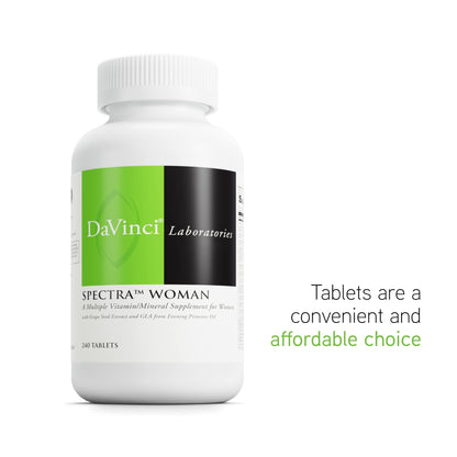 DAVINCI Labs Spectra Woman - Dietary Supplement to Support Bone Health and Women's Needs - with Vitamins, Minerals, Calcium, Beta Carotene, L-Cysteine, Grape Seed Extract, and More - 240 Tablets