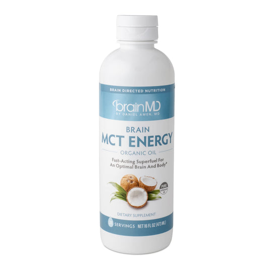 Dr Amen BrainMD Brain MCT Energy - 16 fl oz - Energy Support for Brain & Body - Improves Focus & Satiety - Clean & Fast Acting - Gluten Free - 31 Servings
