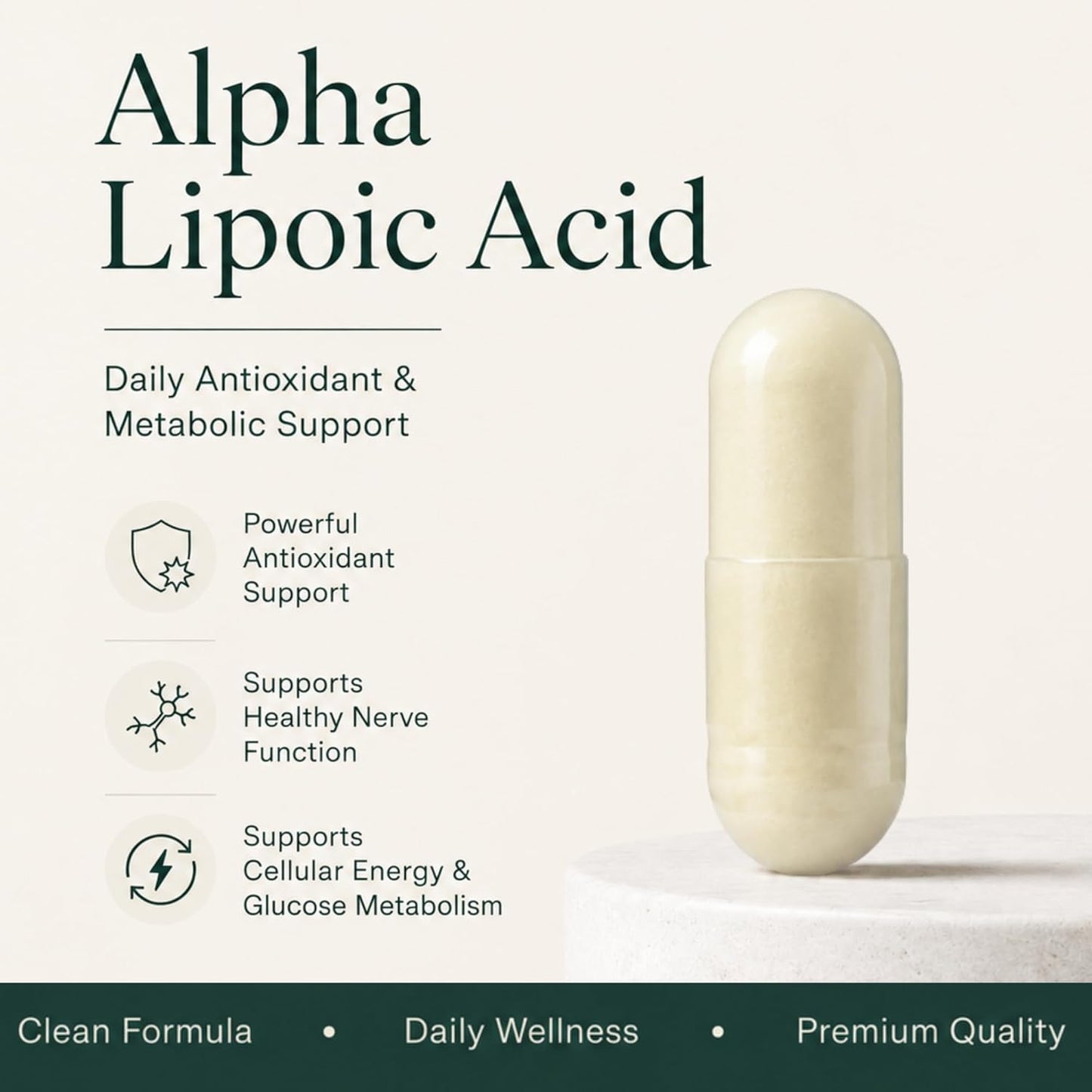 Nuray Alpha Lipoic Acid 300mg - Antioxidant Supplement for Healthy Aging, Supports Energy Production, Proper Nerve Function, Metabolism - 60 Vegetarian Capsules, Gluten-Free Dietary Supplement