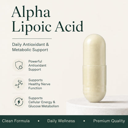 Nuray Alpha Lipoic Acid 300mg - Antioxidant Supplement for Healthy Aging, Supports Energy Production, Proper Nerve Function, Metabolism - 60 Vegetarian Capsules, Gluten-Free Dietary Supplement
