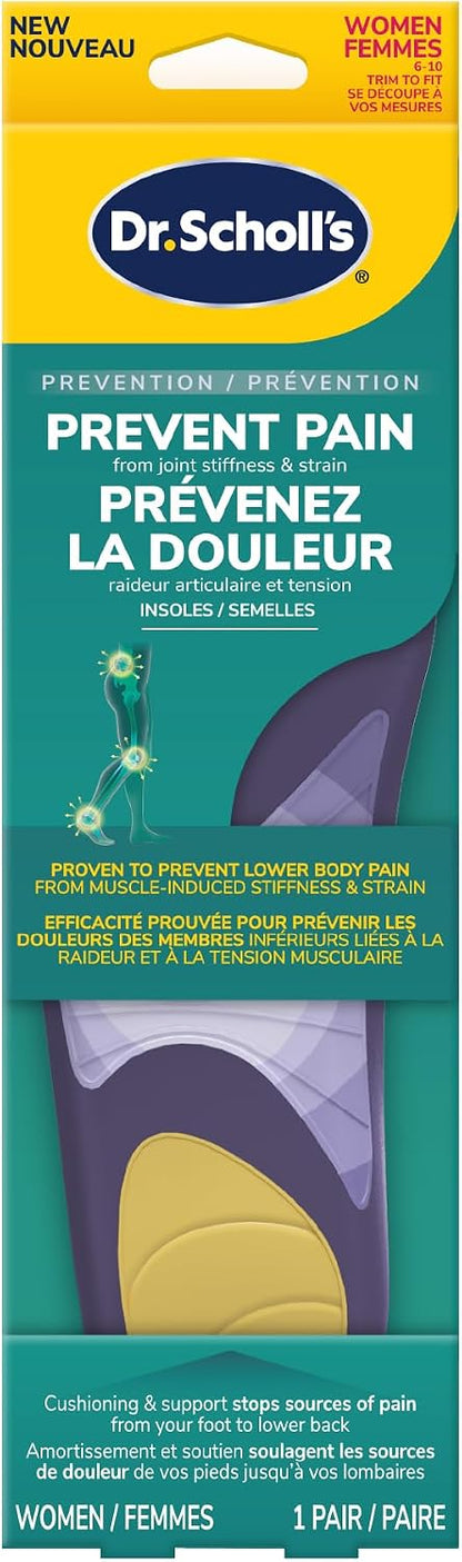 Dr. Scholl's Prevent Pain Protective Insoles, Protect Against Foot, Knee, Lower Back Pain, Promote Foot Health & Wellness, Trim to Fit Insert, Women Shoe Size 6-10, 1 Pair