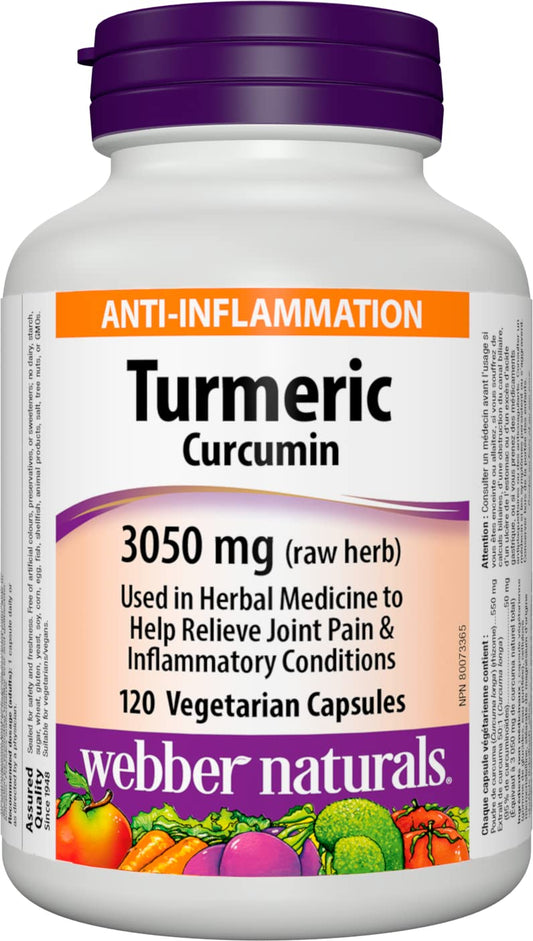 Webber Naturals Turmeric Curcumin, 95% Curcuminoids, 120 Capsules, Anti-Inflammatory Support, Vegan