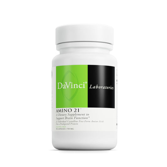 DAVINCI Labs Amino 21 - Supports Brain Function & Muscle Metabolism* - Amino Acid Dietary Supplement with L-Glutamine, L-Lysine HCl, Tyrosine, L-Arginine and More - Gluten-Free - 90 Capsules, 750 mg