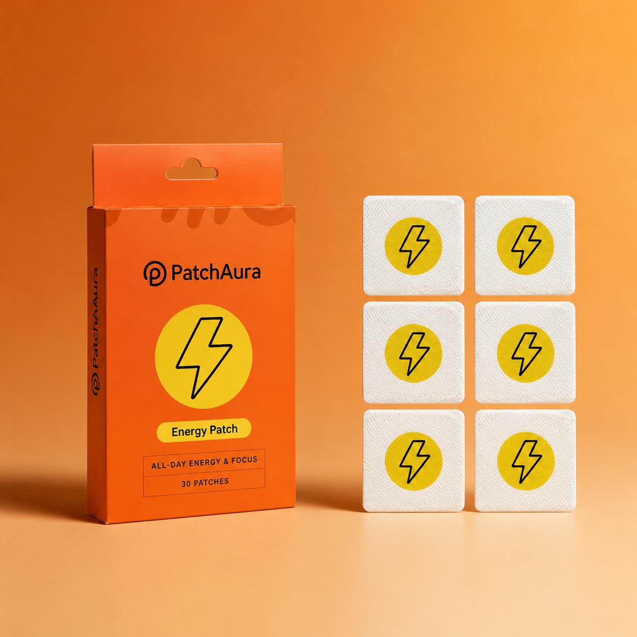 PatchAura Energy Patch – All Day Energy & Focus Support, Mental Clarity & Stamina Boost, Long-Lasting Wellness Patches (30 Patches)