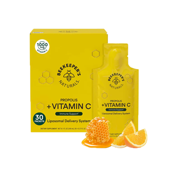 Beekeeper's Naturals Propolis Liposomal with Vitamin C Effective Bio-Available Immune Support Delivery, 30 Ct