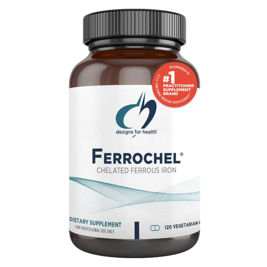 Designs for Health Ferrochel Chelated Iron - Highly-Absorbable Iron Supplement for Women & Men as Ferrous Bisglycinate Chelate - Iron Pills Safe for Pregnant Women & Teens (120 Vegan Iron Capsules)