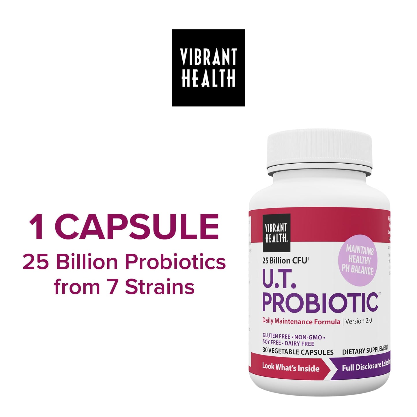 Vibrant Health, U.T. Probiotic, Probiotic Support for Bladder and Urinary Health, 30 Capsules