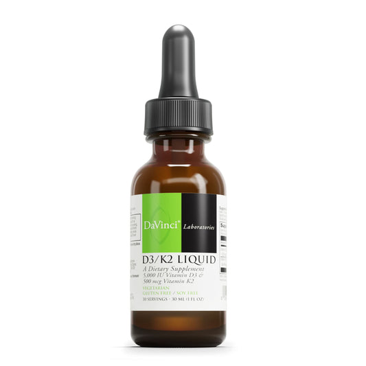 DAVINCI Labs D3/K2 Liquid - Liquid Vitamin D & Vitamin K Supplement for Bone Health, Heart Support & Calcium Absorption* - 30mL (30 Servings)