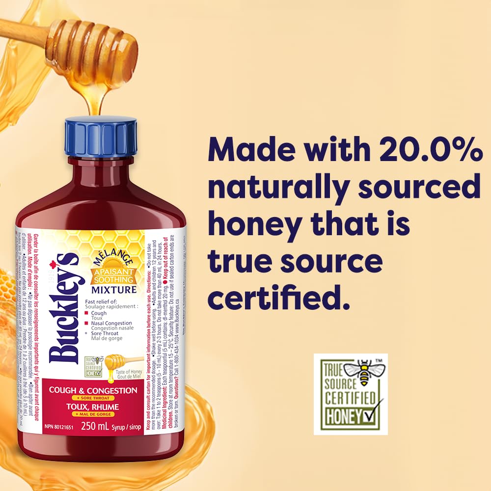 BUCKLEY'S Soothing Mixture Syrup for Cough, Congestion & Sore Throat, 250ml