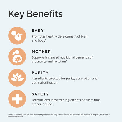 Dr Amen BrainMD Smart Prenatal - 120 Capsules - Multivitamin for Mom & Baby, Promotes Healthy Pregnancy & Growth & Development In Babies - Gluten-Free - 30 Servings