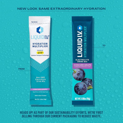 Liquid I.V.® Hydration Multiplier - Concord Grape | Electrolyte Powder Drink Mix | 1 Pack (16 Servings)