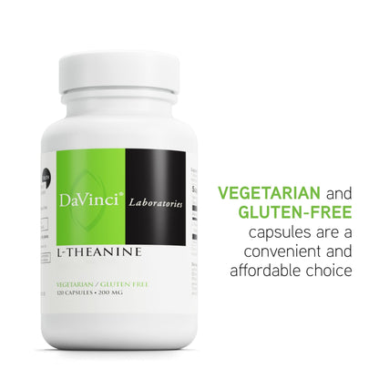 DAVINCI Labs L-Theanine - Brain Function Supplement - Helps Support Relaxation, Focus, Calm Feelings & More with Suntheanine L-Theanine* - 120 Vegetarian Capsules
