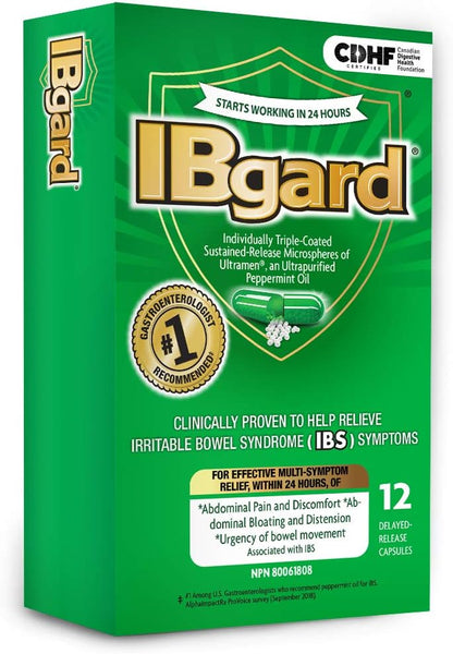 IBgard®, Natural Health Product for the relief of IBS symptoms, 12 /48  capsules